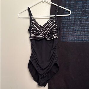 Black and White Striped Swimsuit